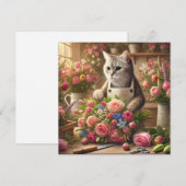 猫の母が花を飾る母の日のカード シーズンカード (正面/裏面)