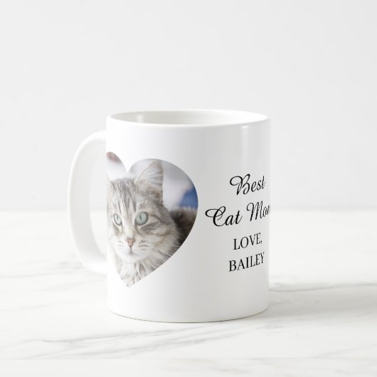 猫の母の写真パーソナライズされた コーヒーマグカップ (正面左)