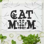 猫の母の猫の毛の絵柄 キッチンタオル (折り畳み)