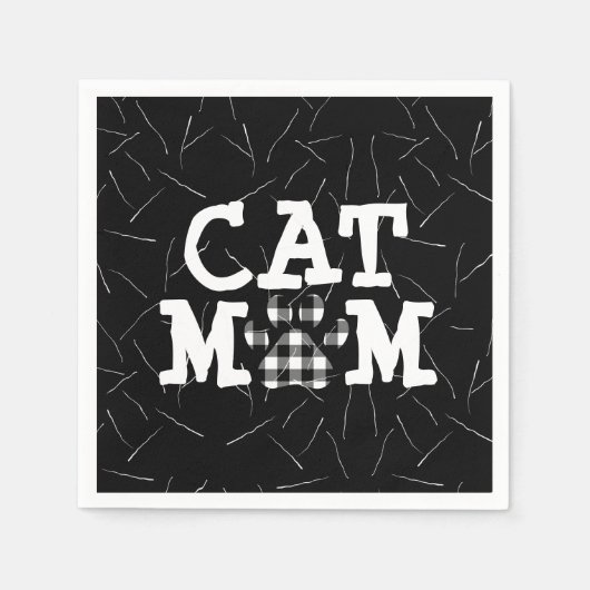 猫の母の猫の毛の絵柄 スタンダードカクテルナプキン (正面)