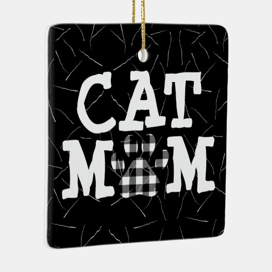 猫の母の猫の毛の絵柄 セラミックオーナメント (右)