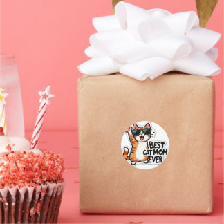 猫の母は絶対にステッカー ラウンドシール