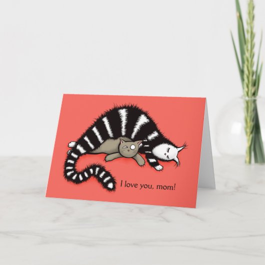 猫の母保護子猫の母の日ママ愛 カード (正面)