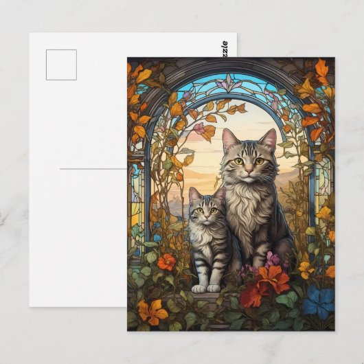 猫の母子 ポストカード (正面/裏面)