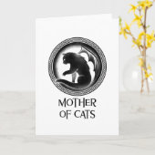 猫の母猫母おもしろいの母猫 カード (黄色い花)