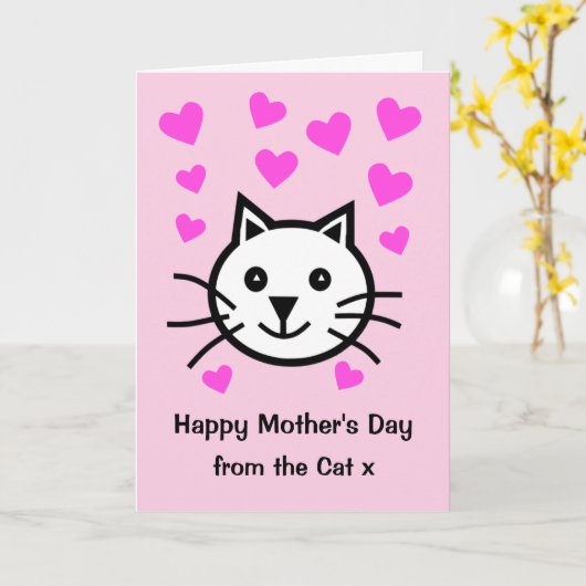 猫の母親のデイカードからかわいい カード (黄色い花)