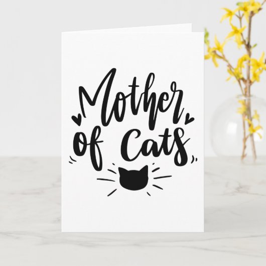 猫の母 カード (黄色い花)
