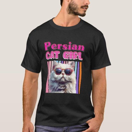 猫の母 ペルシャ猫の女の子 面白いペルシャ猫 ヴィンテージ Tシャツ (正面)