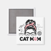 "猫の母" 可愛い猫好きの女性のためのグッズ マグネット (正面/裏面)
