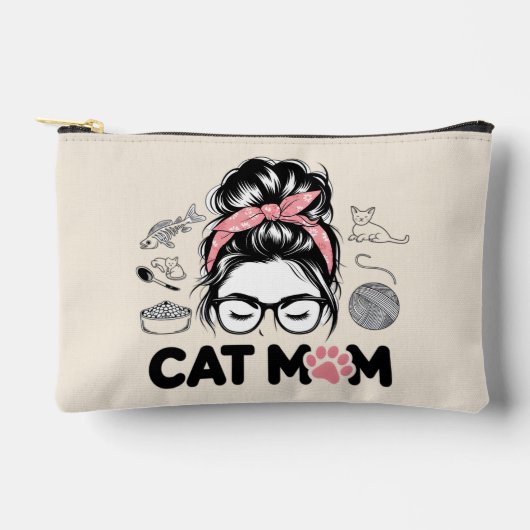 "猫の母" 可愛い猫好きの女性向け アクセサリーポーチ (正面)