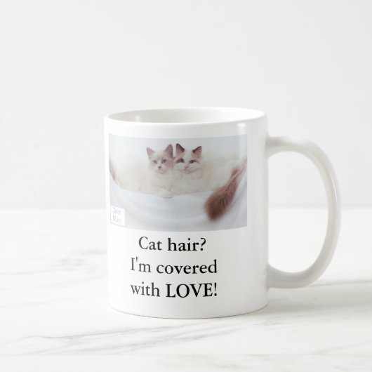 猫の毛か。 私は愛で覆われます! コーヒーマグカップ (右)