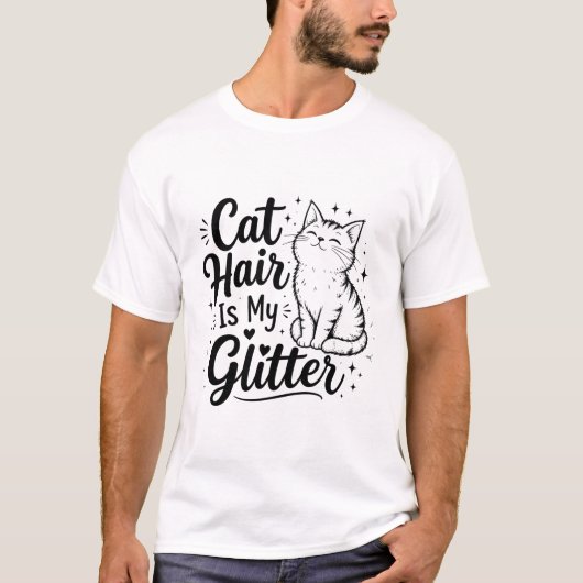 猫の毛が私のラメ – 面白い猫好きTシャツ Tシャツ (正面)