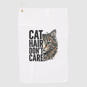 猫の毛なんて気にしないヴィンテージ風猫Tシャツデザイン ゴルフタオル