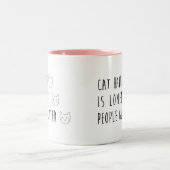 猫の毛は孤独な人々のグリッター-おもしろいな猫の顔です ツートーンマグカップ (中央)