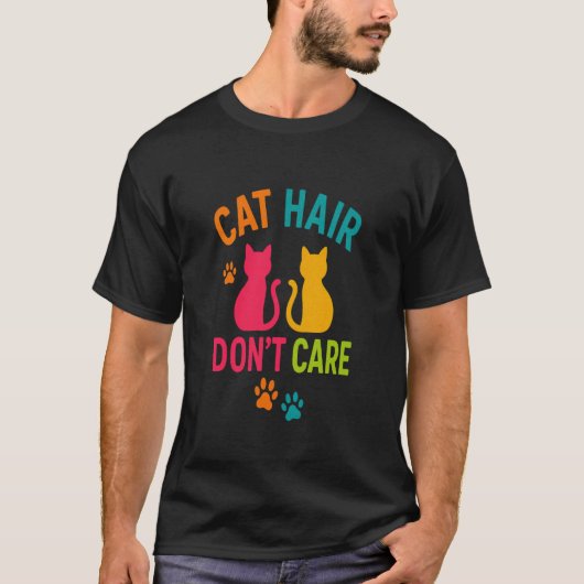 猫の毛気にしない楽しい Tシャツ (正面)
