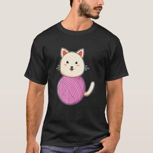 猫の毛糸玉 Tシャツ (正面)