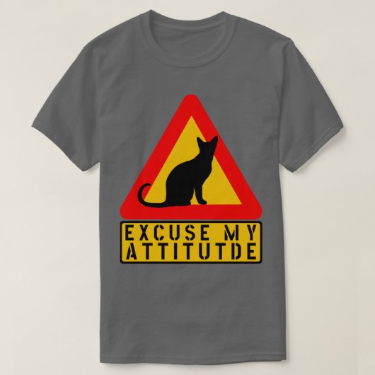 猫の気配警告を許おもしろいす Tシャツ (デザイン正面)