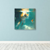 猫の水中時計の魚 – キャンバスプリント (インサイチュ (ウッドフロア))