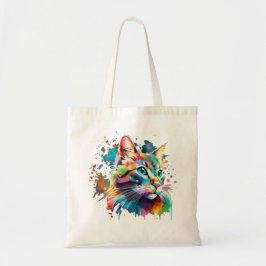 猫の水彩アート トートバッグ