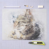 猫の水彩デコパージュ 薄葉紙 (クラフト)