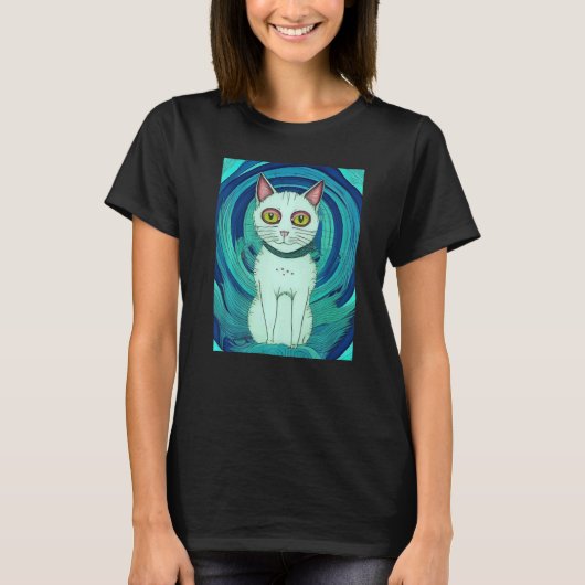 猫の水彩肖像画 Tシャツ (正面)