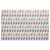 猫の水彩花の斑点 ファブリック (ヤード)