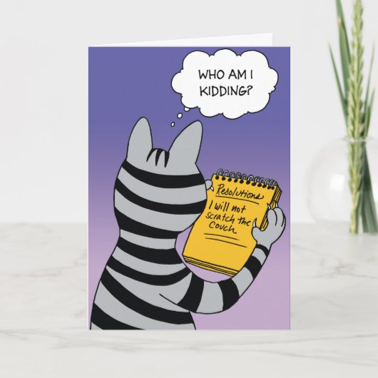 猫の決断の新年のユーモアカード シーズンカード (正面)