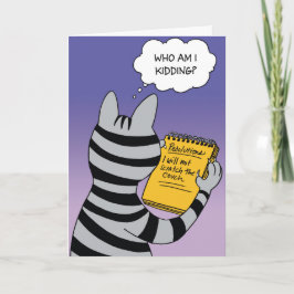 猫の決断の新年のユーモアカード シーズンカード