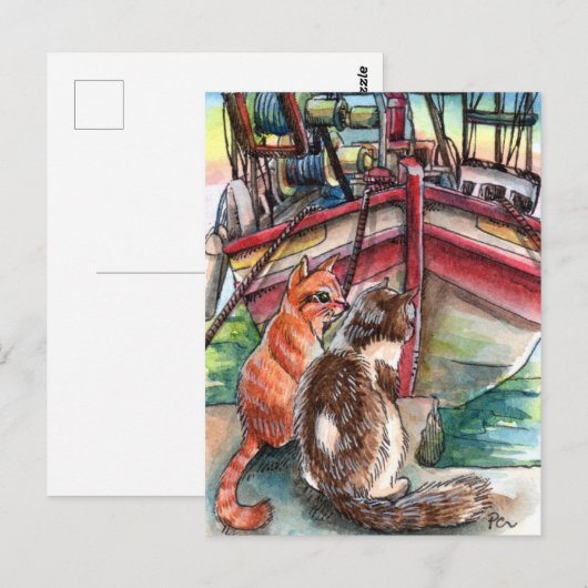 猫の波止場 ポストカード (正面/裏面)