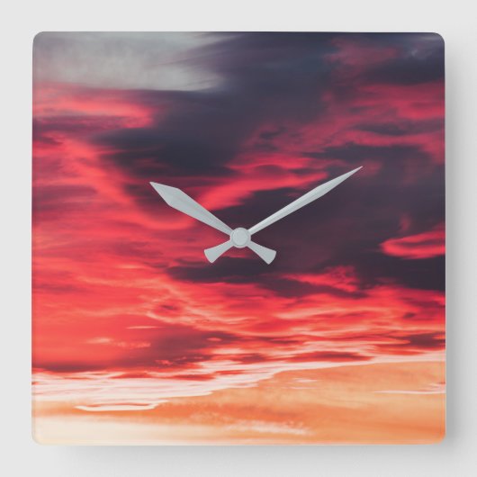 猫の波 スクエア壁時計 (正面)