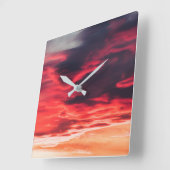 猫の波 スクエア壁時計 (傾斜)