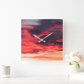 猫の波 スクエア壁時計 (ホーム)