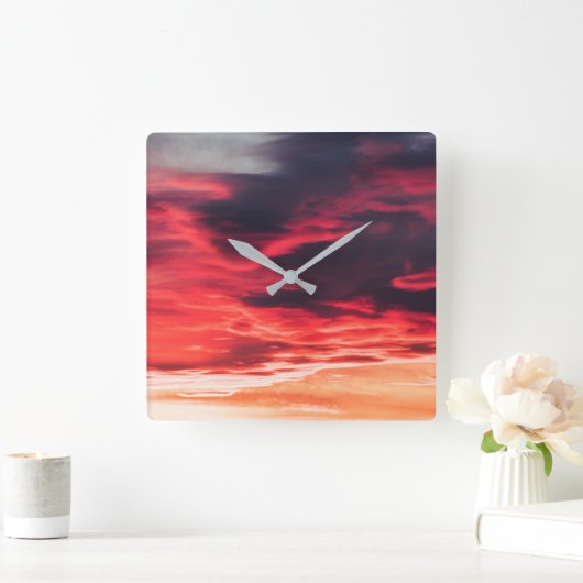 猫の波 スクエア壁時計 (ホーム)