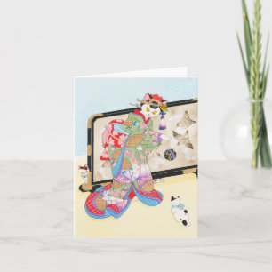 猫の浮世絵Notecard Moussartと遊ぶこと カード