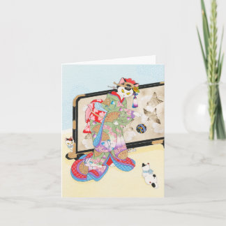 猫の浮世絵Notecard Moussartと遊ぶこと カード