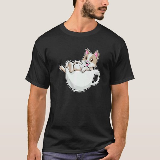 猫の湯飲み Tシャツ (正面)