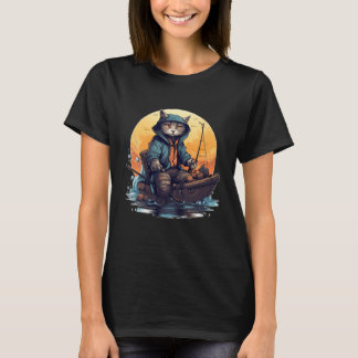 猫の漁師 Tシャツ
