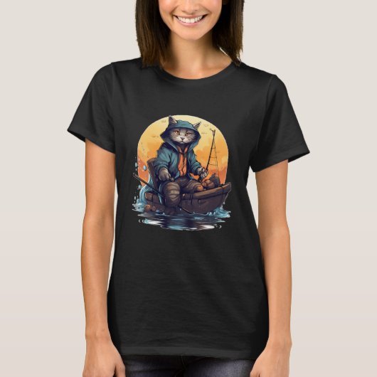 猫の漁師 Tシャツ (正面)