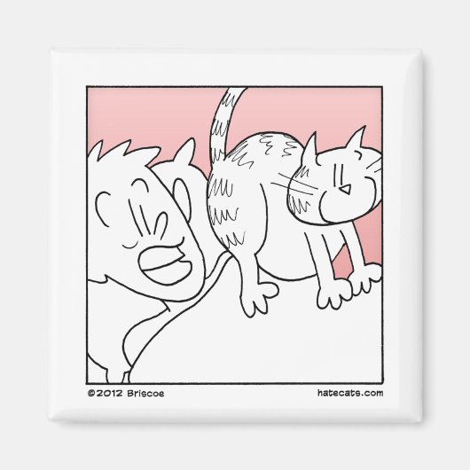 猫の無作法な目覚め マグネット (正面)