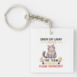猫の熱狂する女性か猫好き？ キーホルダー