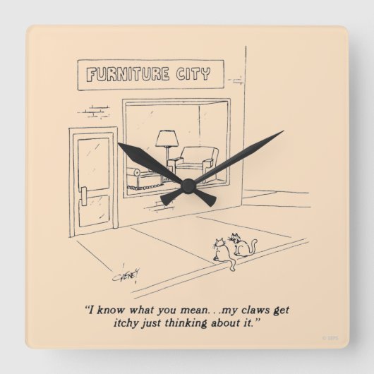 猫の爪研ぎ家具 スクエア壁時計 (正面)