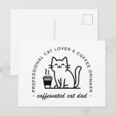 猫の父とコーヒー好きの面白いヒップスター男性 ポストカード (正面/裏面)