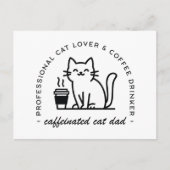 猫の父とコーヒー好きの面白いヒップスター男性 ポストカード (正面)