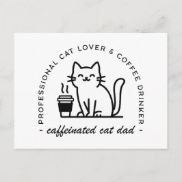 猫の父とコーヒー好きの面白いヒップスター男性 ポストカード
