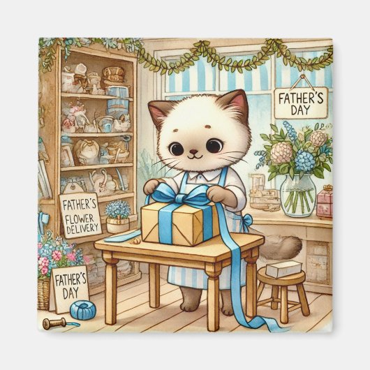 猫の父の日の磁石 – 猫パパ マグネット (正面)