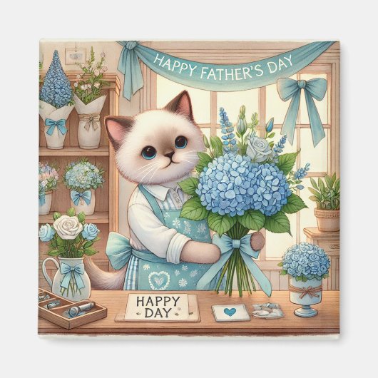 猫の父の日の磁石 – 猫パパ マグネット (正面)