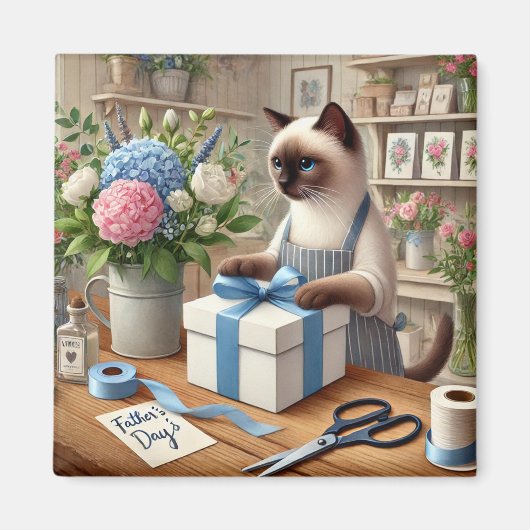 猫の父の日の磁石 – 猫パパ マグネット (正面)