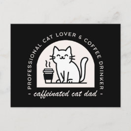 猫の父 コーヒー好き 楽しい ポストカード