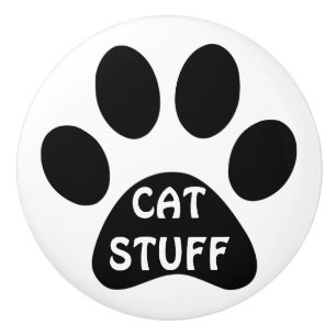 猫の物のpawprintの引出しかペット食器棚 セラミックノブ