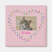 猫の犬の手のプリント写真パーソナライズされた マグネット (正面)